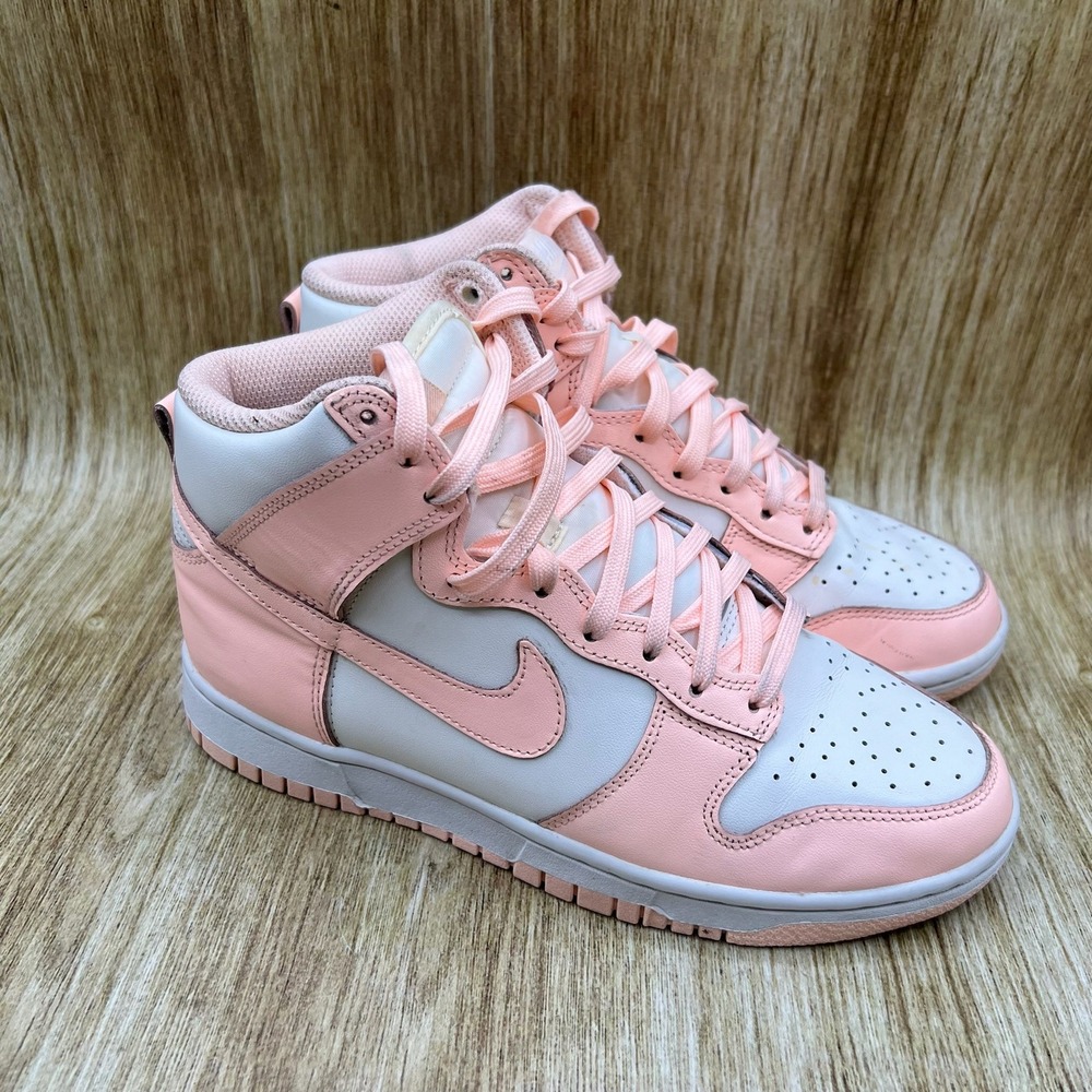 Nike‎ Dunk High Women's Size 7.5 Crimson Tint White Leather Sneakers DD1869-104